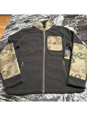 Roark Landfall Fleece Jacket Black Camo Colorblock Size Medium NWT $115